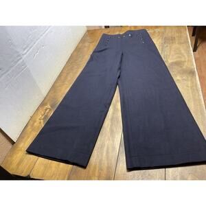 Vintage 1940’s US Navy Blue Sailor Pants Wool Trousers Bib Front Lace Up 29L